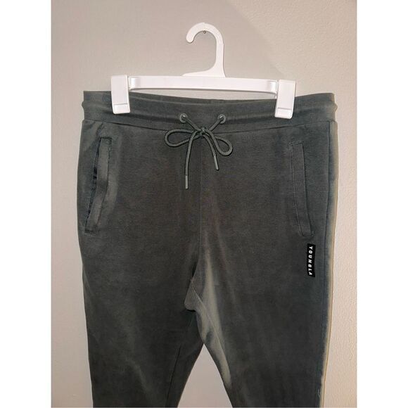 YoungLA Womens Jogger Sweatpants size Large Army Green Pull on Elastic Waist - Picture 2 of 4